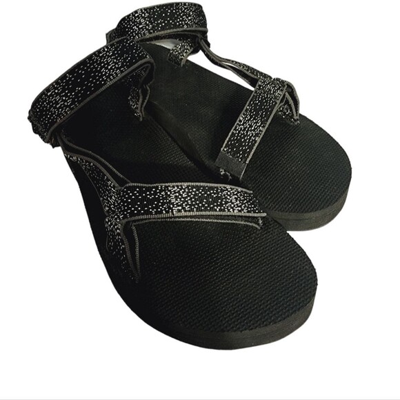 Teva Midform Universal Sandals Black Silver Metallic Sparkle Straps 10 - Picture 4 of 5